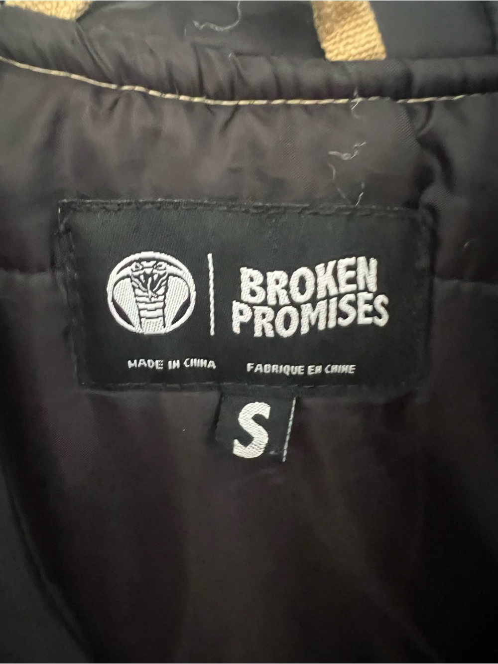 Broken Promises Men's Hooded Tan Puffer Jacket - Picture 2 of 4
